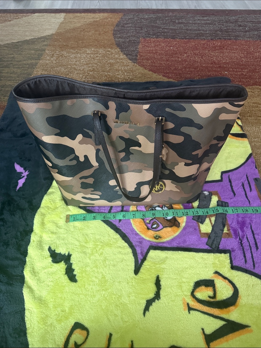 Michael Kors Camouflage Tote in Green and Tan